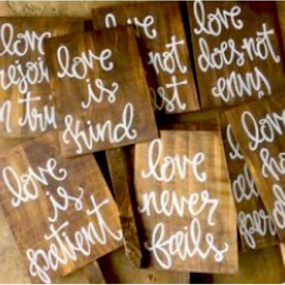 Love is patient, love is kind, set of 10 wood aisle wedding signs. Never used